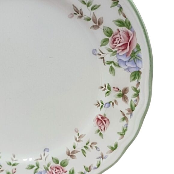 Epoch MORNING ROSE Salad Plate Floral Roses Green Scalloped Cottage Replacement - Picture 5 of 10